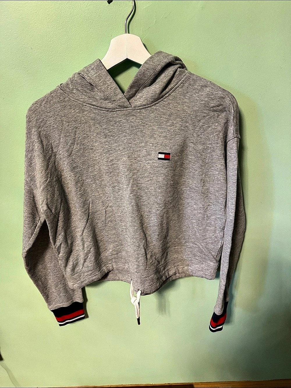 Tommy Hilfiger Sport Color Block Hoodie in Gray & Red Size Small
